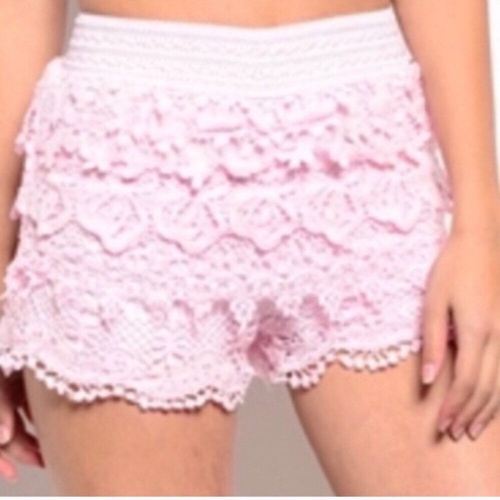 pink crotchet shorts